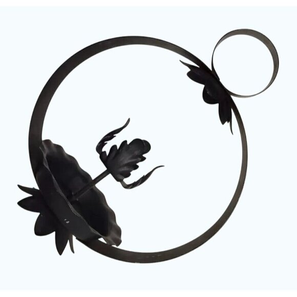 Decorative Black Metal Candle Holder With Floral Design For Home Décor Farmhouse - Picture 9 of 9